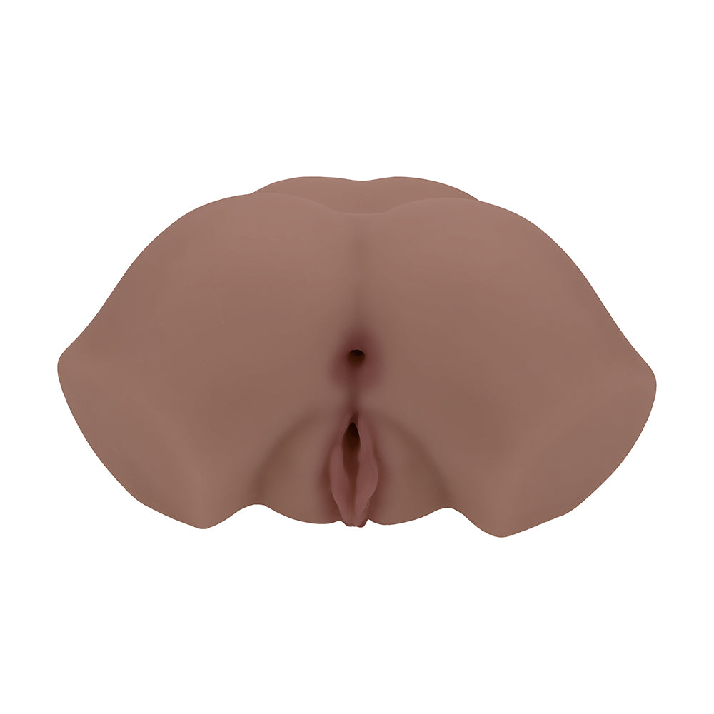 SHOTS - XKIN BODYFORMS EVE RHODES DUAL ENTRY VIBRATING MASTURBATOR BROWN