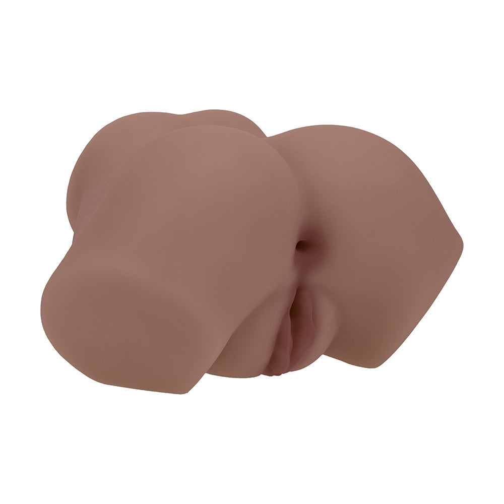 SHOTS - XKIN BODYFORMS EVE RHODES DUAL ENTRY VIBRATING MASTURBATOR BROWN