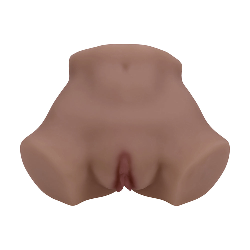SHOTS - XKIN BODYFORMS EVE RHODES DUAL ENTRY VIBRATING MASTURBATOR BROWN