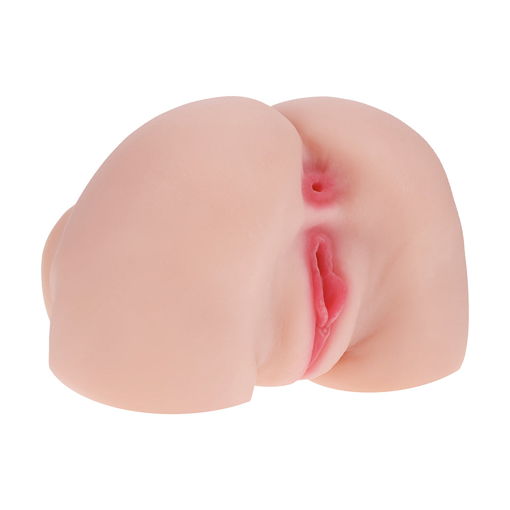 SHOTS - XKIN BODYFORMS MIA HART DUAL ENTRY VIBRATING MASTURBATOR BEIGE