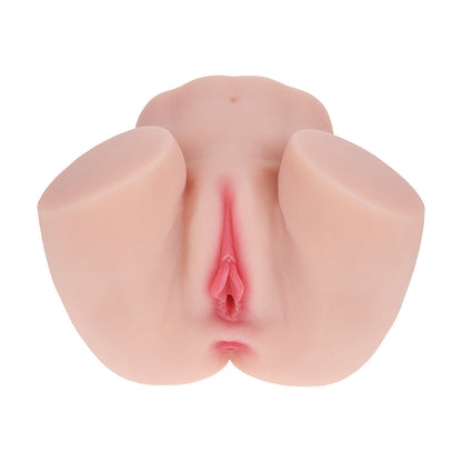 SHOTS - XKIN BODYFORMS MIA HART DUAL ENTRY VIBRATING MASTURBATOR BEIGE