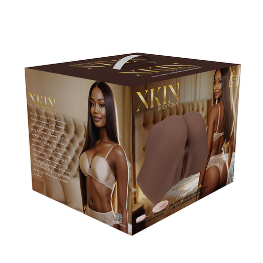 SHOTS - XKIN BODYFORMS LAYLA LOVE DUAL ENTRY VIBRATING MASTURBATOR BROWN