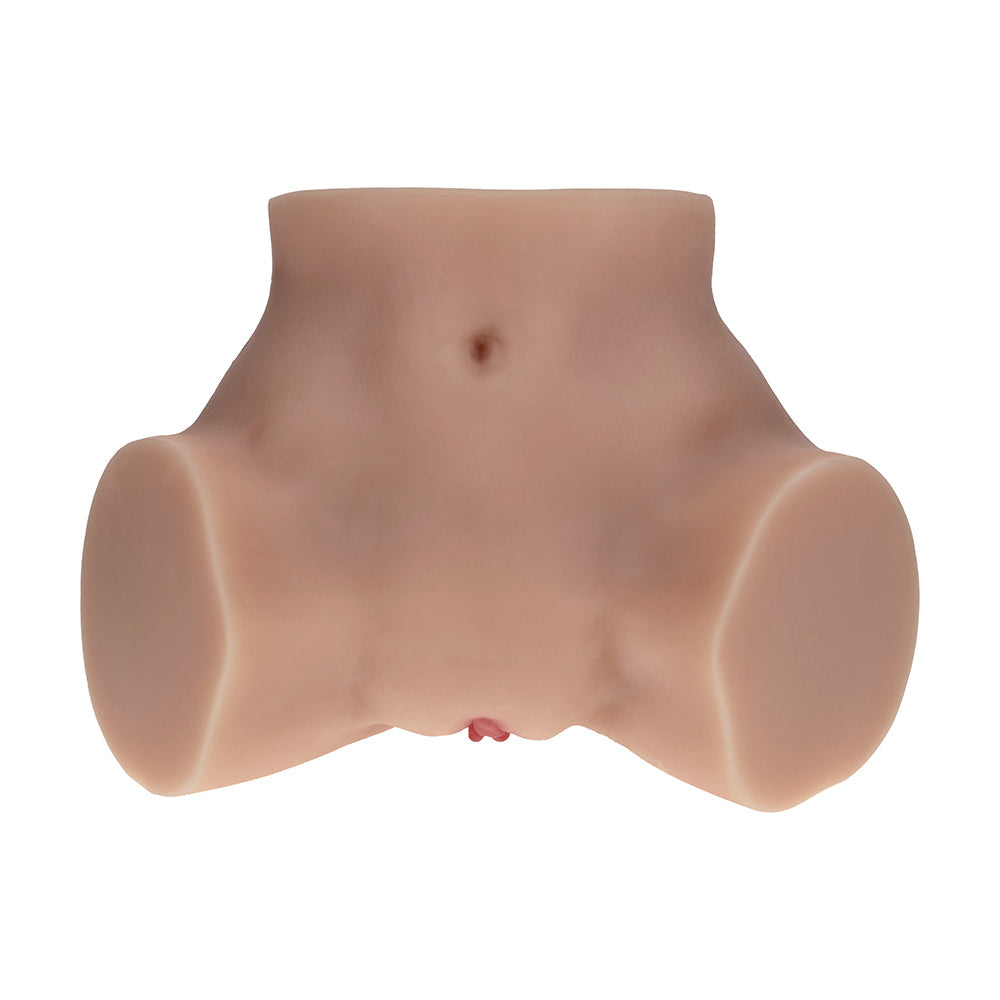 SHOTS - XKIN BODYFORMS VALENTINA VELLURE DUAL ENTRY VIBRATING MASTURBATOR TAN