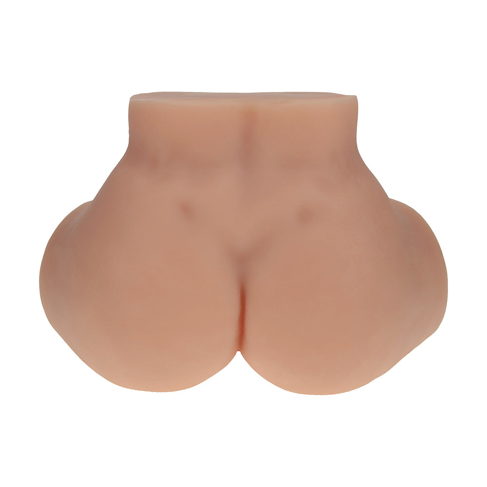 SHOTS - XKIN BODYFORMS VALENTINA VELLURE DUAL ENTRY VIBRATING MASTURBATOR TAN