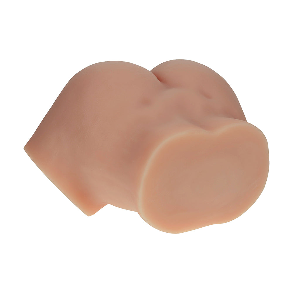 SHOTS - XKIN BODYFORMS VALENTINA VELLURE DUAL ENTRY VIBRATING MASTURBATOR TAN