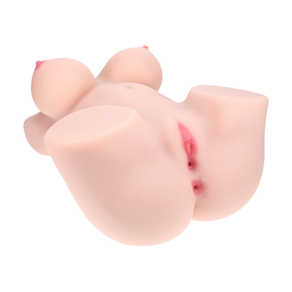 SHOTS - XKIN BODYFORMS AVELINE LUXE DUAL ENTRY VIBRATING MASTURBATOR BEIGE
