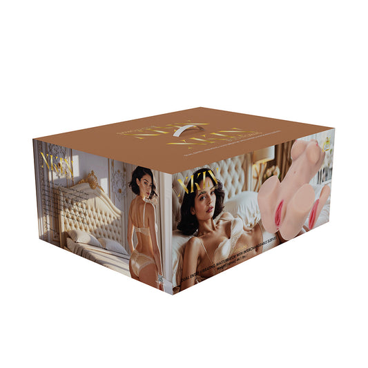 SHOTS - XKIN BODYFORMS AVA MONROE DUAL ENTRY VIBRATING MASTURBATOR WITH INTERCHANGEABLE SLEEVE BEIGE