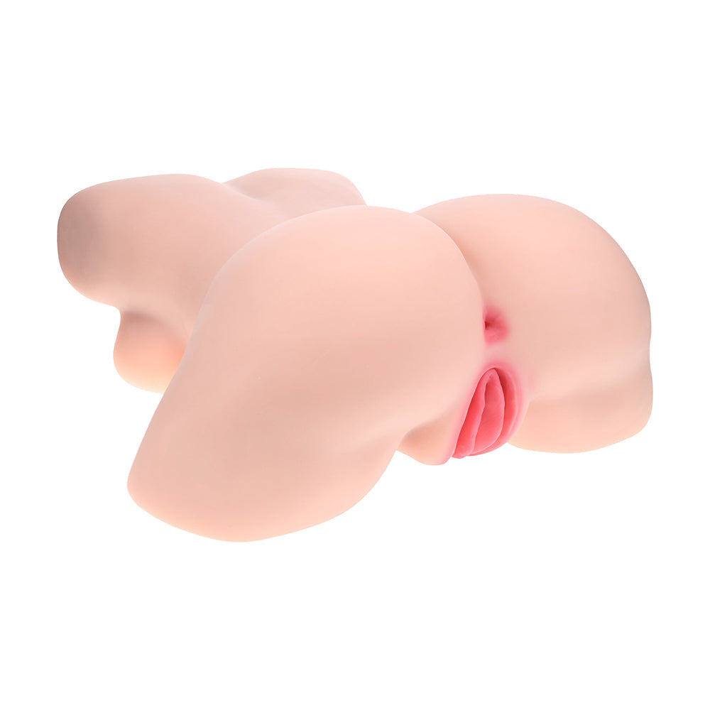 SHOTS - XKIN BODYFORMS AVA MONROE DUAL ENTRY VIBRATING MASTURBATOR WITH INTERCHANGEABLE SLEEVE BEIGE