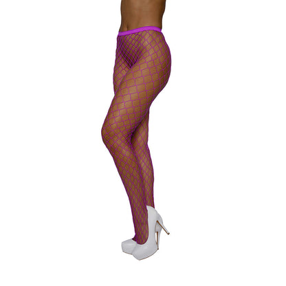 DREAMGIRL - HIGH WAIST FENCE NET PANTYHOSE NEON