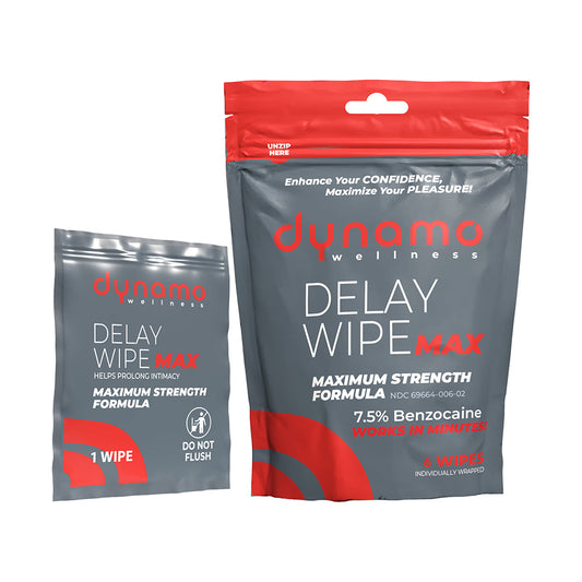 DYNAMO WELLNESS - MAXIMUM STRENGTH DELAY WIPE 7.5% - 6 PACK