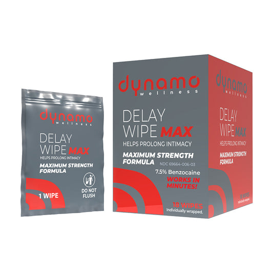 DYNAMO WELLNESS - MAXIMUM STRENGTH DELAY WIPE 7.5% - 18 PACK