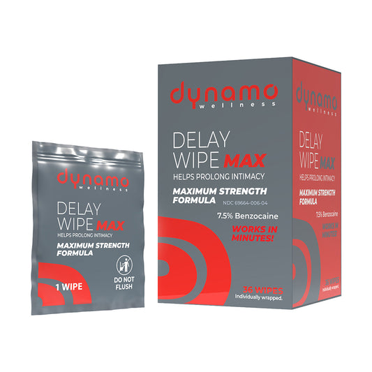 DYNAMO WELLNESS - MAXIMUM STRENGTH DELAY WIPE 7.5% - 36 PACK