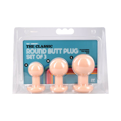 DOC JOHNSON - THE CLASSIC ROUND BUTT PLUG CREAM 3-PIECE SET
