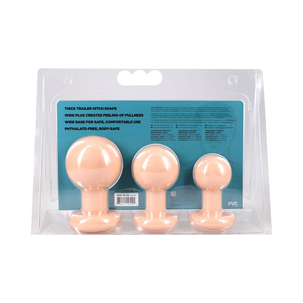 DOC JOHNSON - THE CLASSIC ROUND BUTT PLUG CREAM 3-PIECE SET
