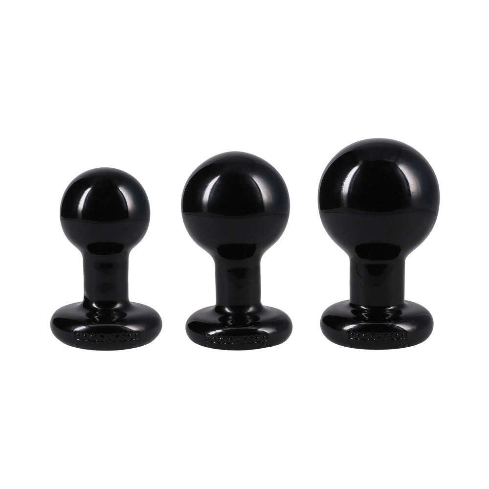 DOC JOHNSON - THE CLASSIC ROUND BUTT PLUG BLACK 3-PIECE SET