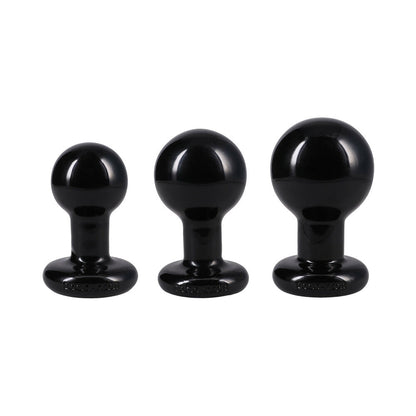 DOC JOHNSON - THE CLASSIC ROUND BUTT PLUG BLACK 3-PIECE SET