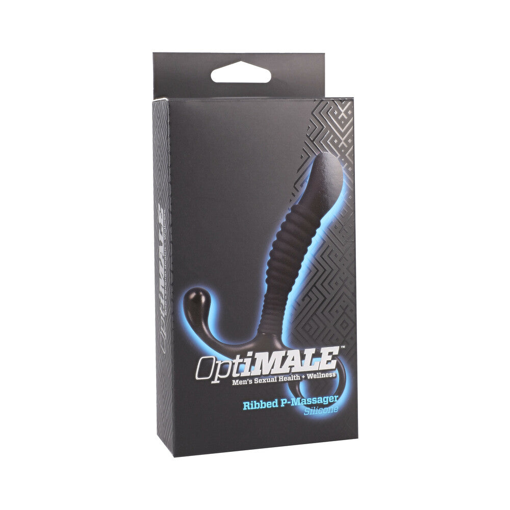 DOC JOHNSON - OPTIMALE RIBBED SILICONE P-MASSAGER BLACK