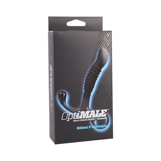 DOC JOHNSON - OPTIMALE RIBBED SILICONE P-MASSAGER BLACK