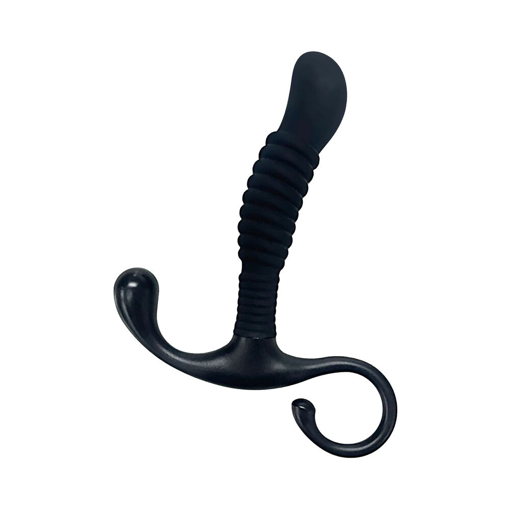 DOC JOHNSON - OPTIMALE RIBBED SILICONE P-MASSAGER BLACK