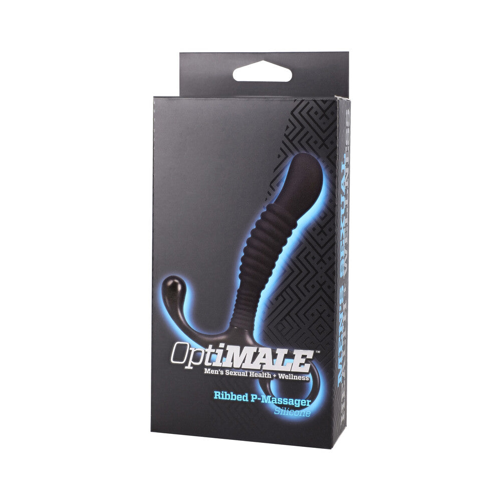 DOC JOHNSON - OPTIMALE RIBBED SILICONE P-MASSAGER BLACK