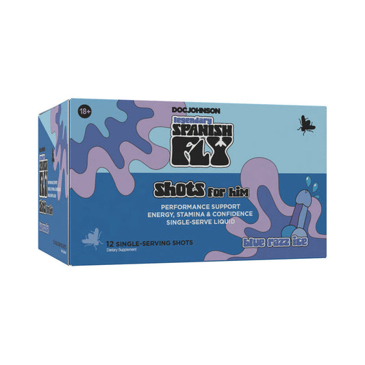 DOC JOHNSON - SPANISH FLY SHOT FOR HIM 2 OZ. BLUE RAZZ ICE 12-PACK DISPLAY