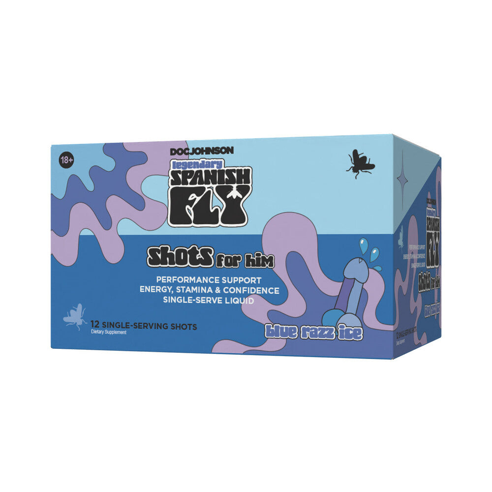 DOC JOHNSON - SPANISH FLY SHOT FOR HIM 2 OZ. BLUE RAZZ ICE 12-PACK DISPLAY