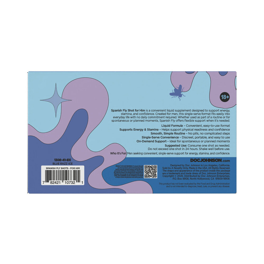 DOC JOHNSON - SPANISH FLY SHOT FOR HIM 2 OZ. BLUE RAZZ ICE 12-PACK DISPLAY