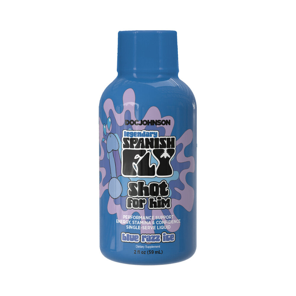 DOC JOHNSON - SPANISH FLY SHOT FOR HIM 2 OZ. BLUE RAZZ ICE 12-PACK DISPLAY