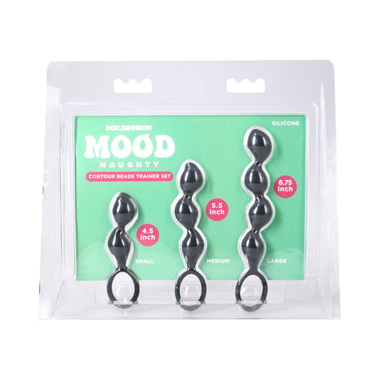 DOC JOHNSON - MOOD NAUGHTY CONTOUR BEADS TRAINER SET BLACK
