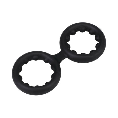 ROCK SOLID - SILICONE DOUBLE STAMINA RING WITH METAL BEADS BLACK
