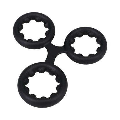 ROCK SOLID - SILICONE TRIPLE STAMINA RING WITH METAL BEADS BLACK