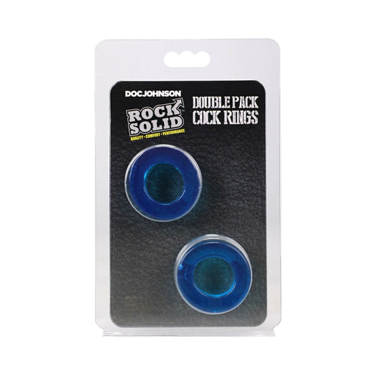 ROCK SOLID - DOUBLE PACK COCK RINGS BLUE