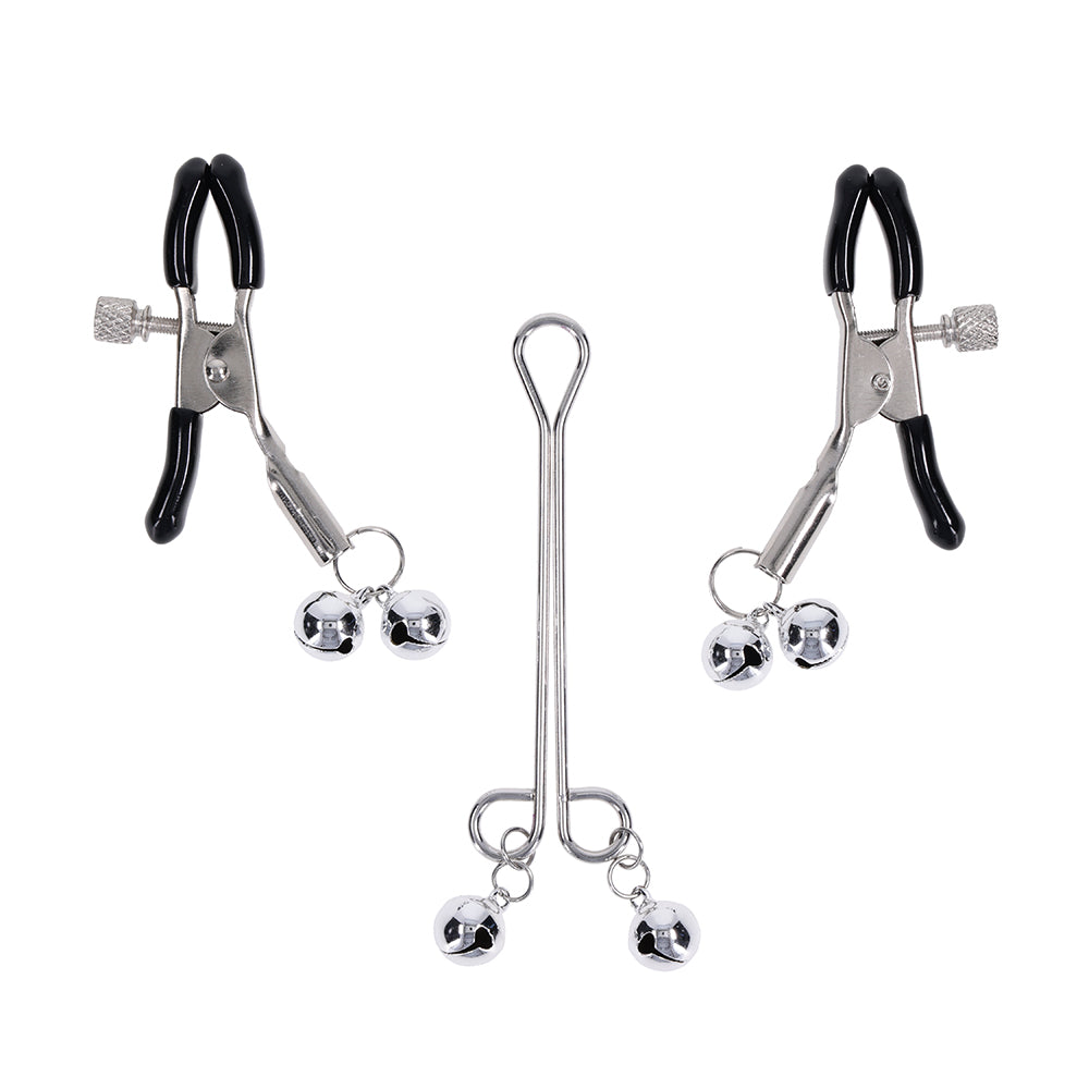 SPORTSHEETS - SEX & MISCHIEF SHADOW BELL NIPPLE AND CLIT JEWELRY