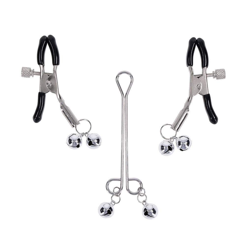 SPORTSHEETS - SEX & MISCHIEF SHADOW BELL NIPPLE AND CLIT JEWELRY