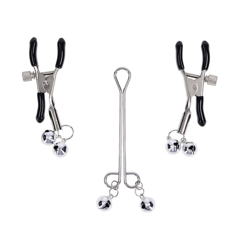 SPORTSHEETS - SEX & MISCHIEF SHADOW BELL NIPPLE AND CLIT JEWELRY