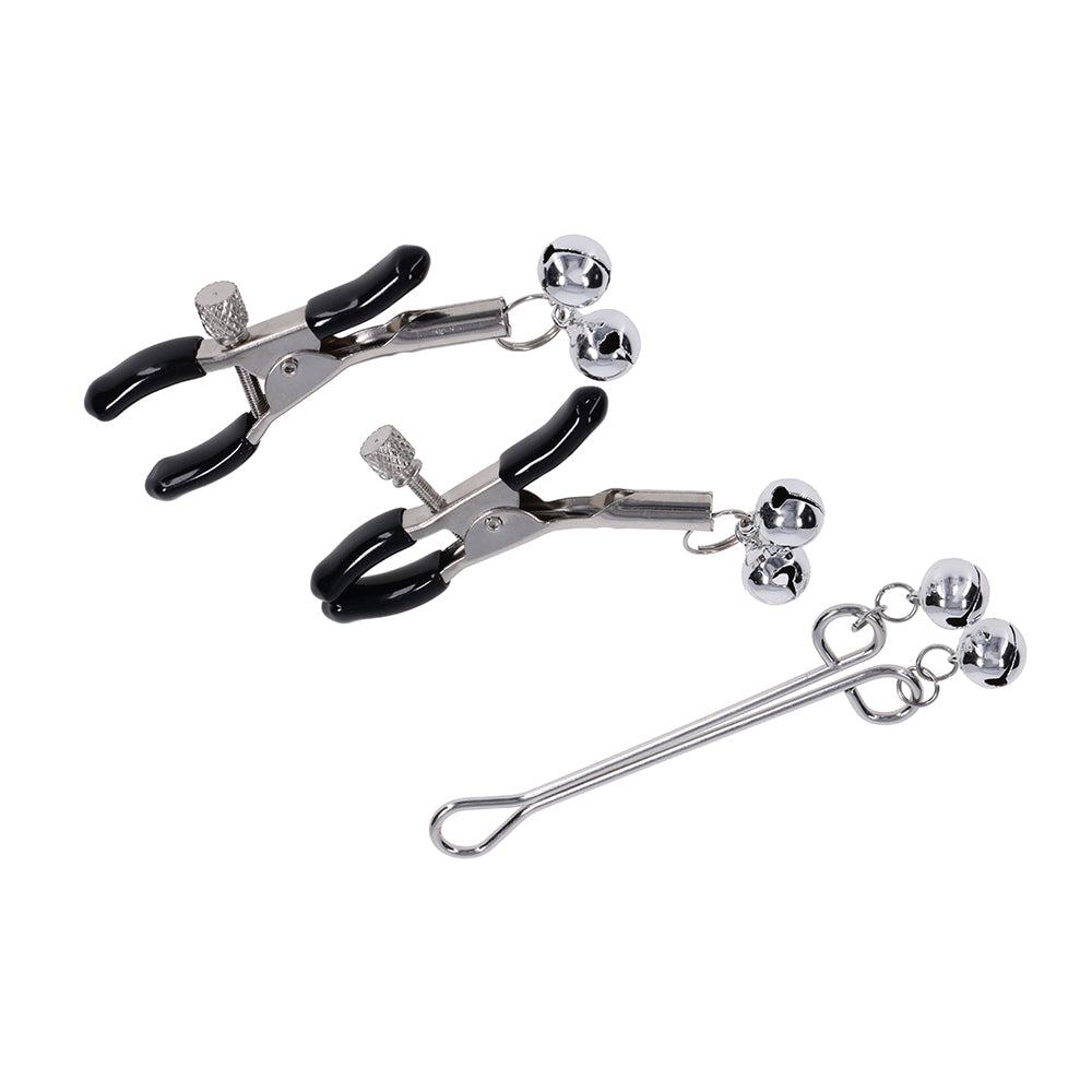 SPORTSHEETS - SEX & MISCHIEF SHADOW BELL NIPPLE AND CLIT JEWELRY
