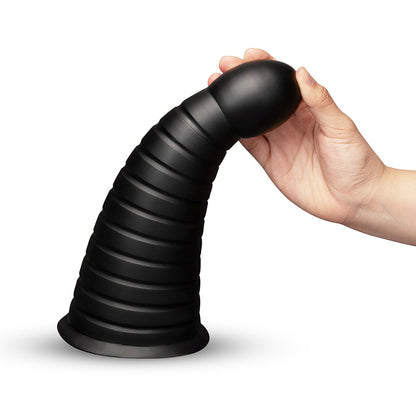 B-VIBE - CONE 10 IN. TAPERED & RIBBED DILDO WITH SUCTION CUP