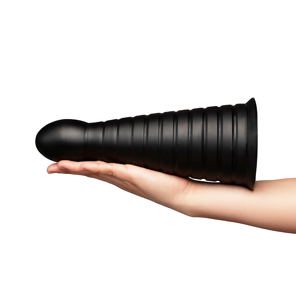 B-VIBE - CONE 10 IN. TAPERED & RIBBED DILDO WITH SUCTION CUP