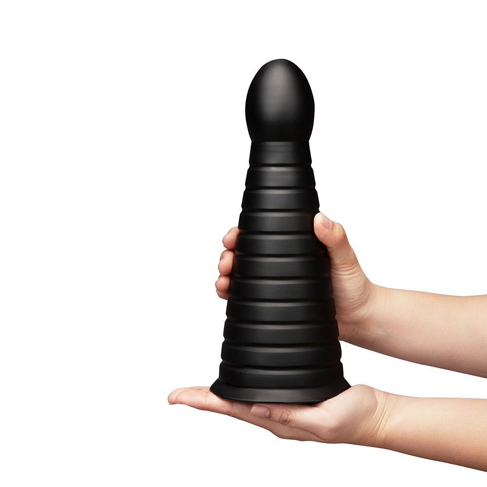 B-VIBE - CONE 10 IN. TAPERED & RIBBED DILDO WITH SUCTION CUP