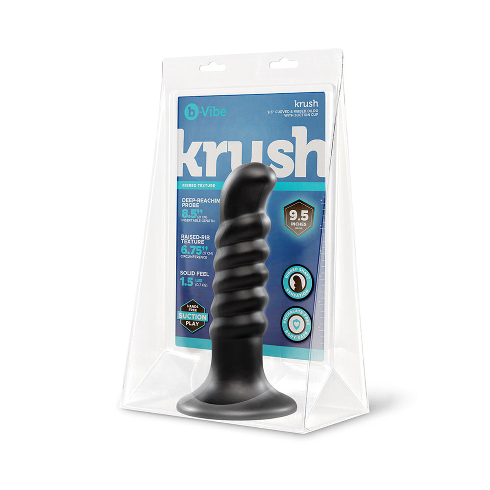 B-VIBE - KRUSH 9.5 IN. CURVED & RIBBED DILDO WITH SUCTION CUP