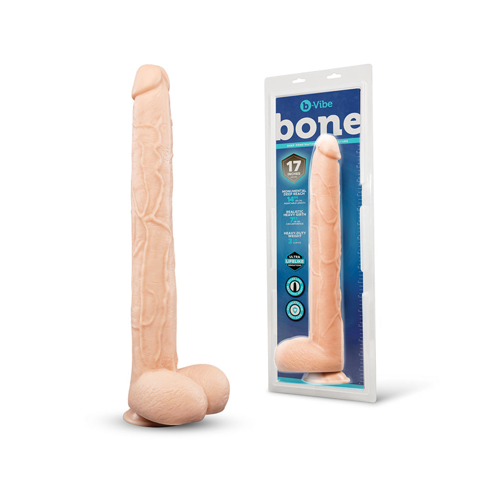 B-VIBE - BONE 17 IN. DEEP-INSERT DILDO WITH REALISTIC BALLS AND SUCTION CUP