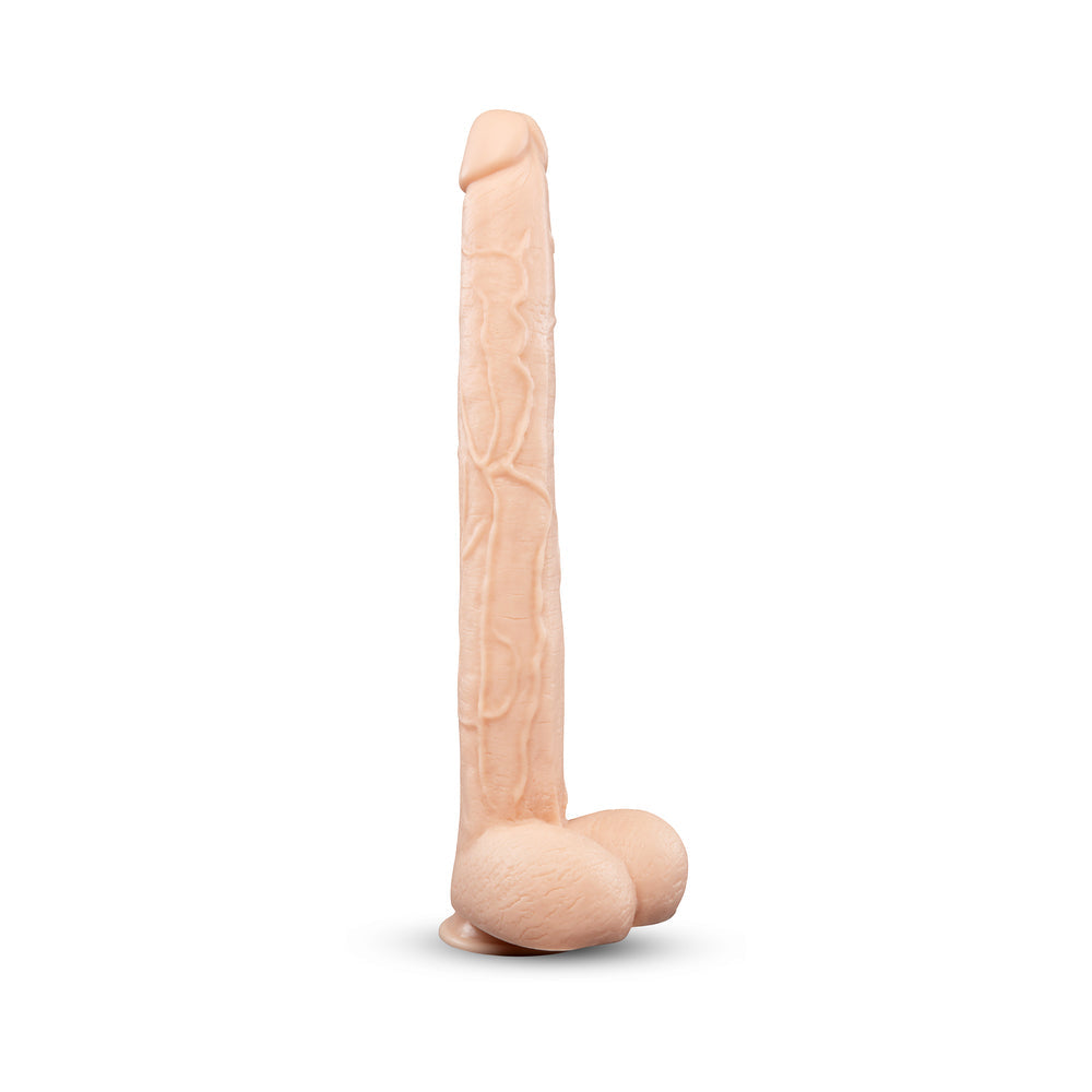 B-VIBE - BONE 17 IN. DEEP-INSERT DILDO WITH REALISTIC BALLS AND SUCTION CUP