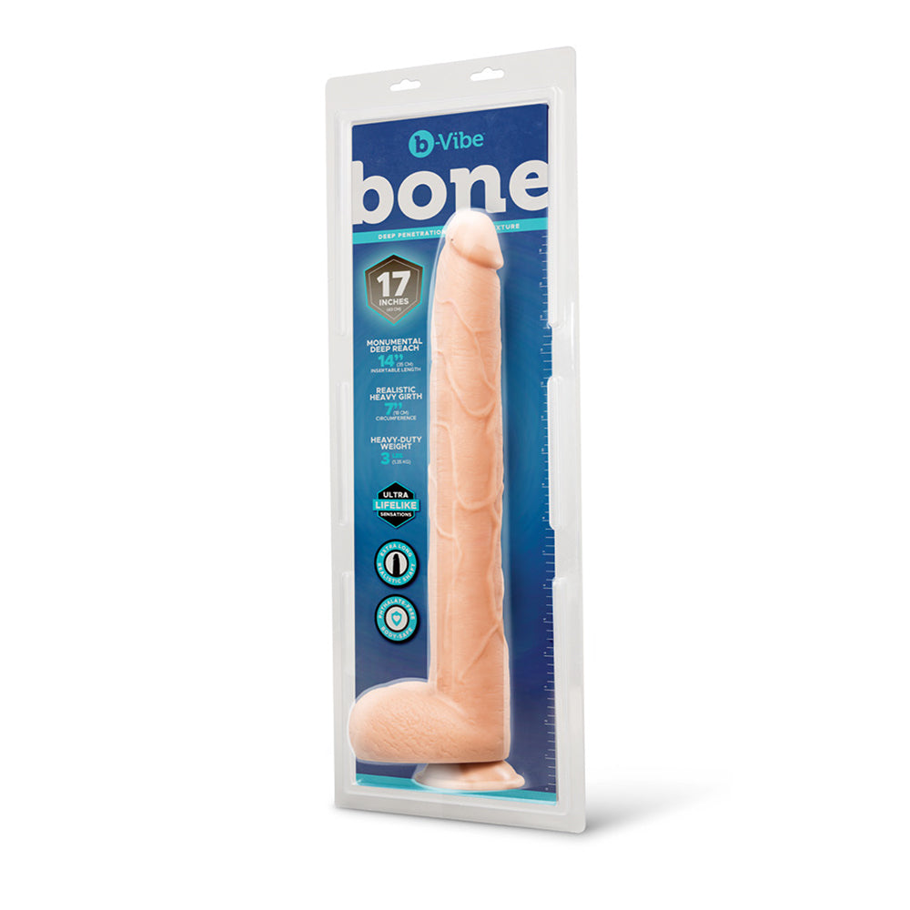 B-VIBE - BONE 17 IN. DEEP-INSERT DILDO WITH REALISTIC BALLS AND SUCTION CUP
