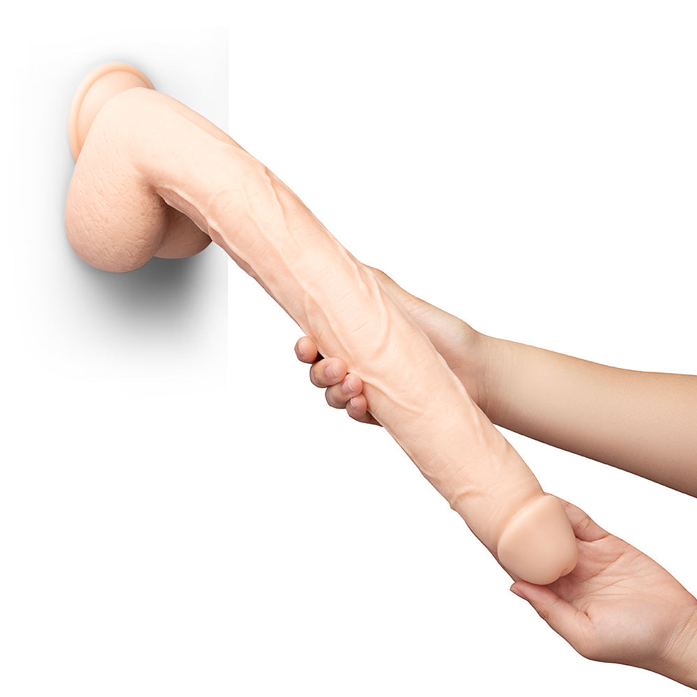 B-VIBE - BONE 17 IN. DEEP-INSERT DILDO WITH REALISTIC BALLS AND SUCTION CUP