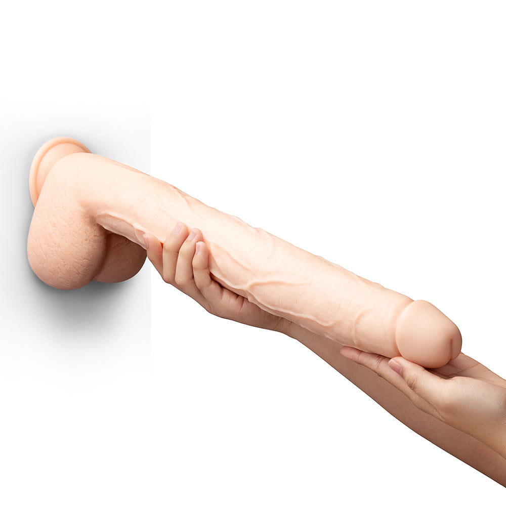 B-VIBE - BONE 17 IN. DEEP-INSERT DILDO WITH REALISTIC BALLS AND SUCTION CUP