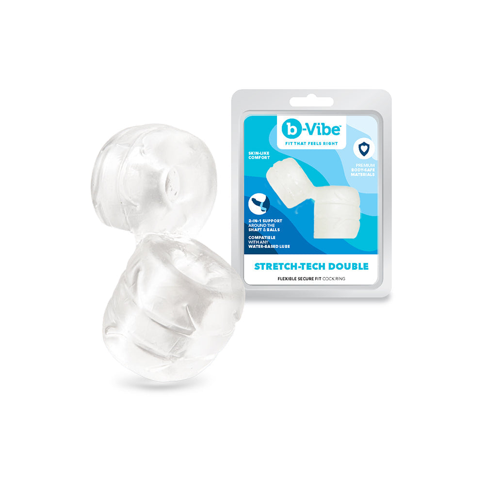 B-VIBE - STRECH-TECH DOUBLE BARREL ULTRA STRETCHY C-RING & BALL STRETCHER