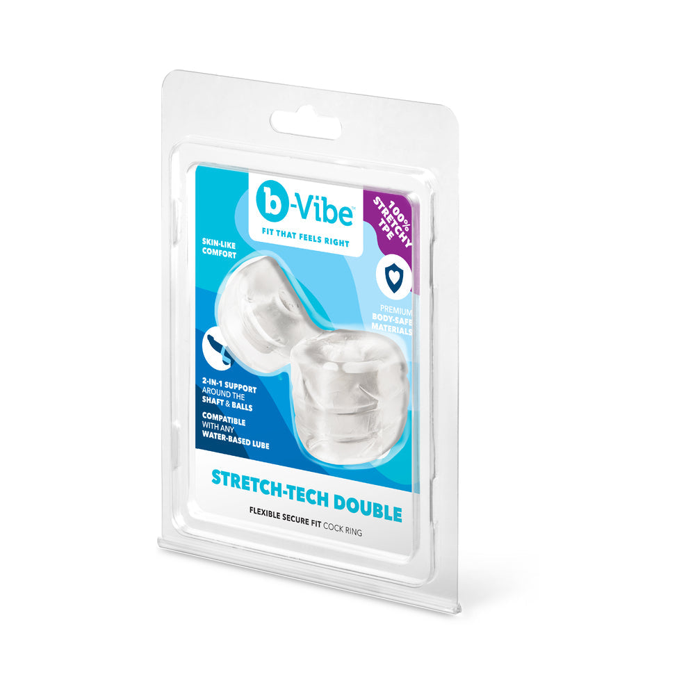 B-VIBE - STRECH-TECH DOUBLE BARREL ULTRA STRETCHY C-RING & BALL STRETCHER