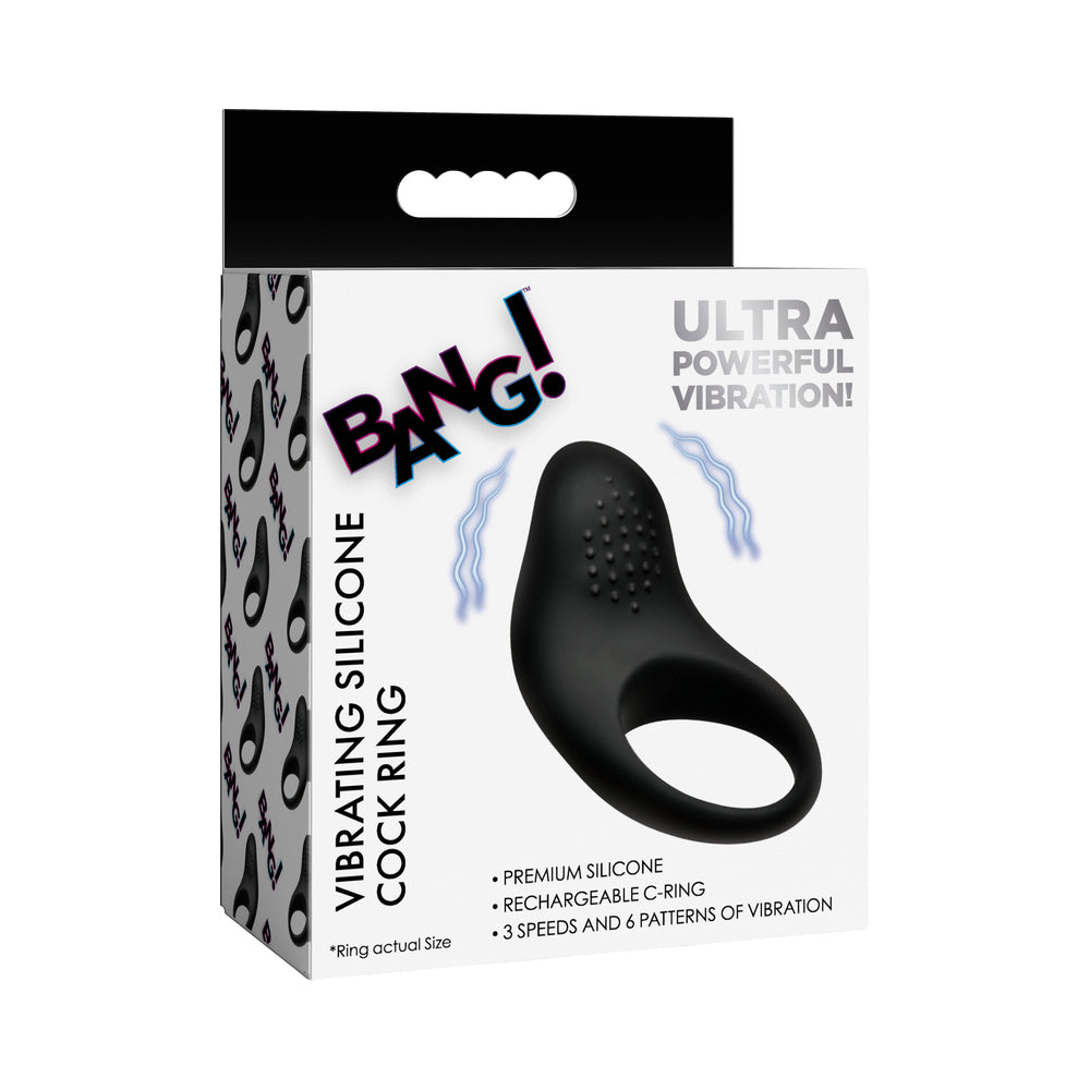 XR BRANDS - BANG! VIBRATING SILICONE COCK RING BLACK