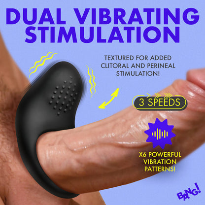 XR BRANDS - BANG! VIBRATING SILICONE COCK RING BLACK