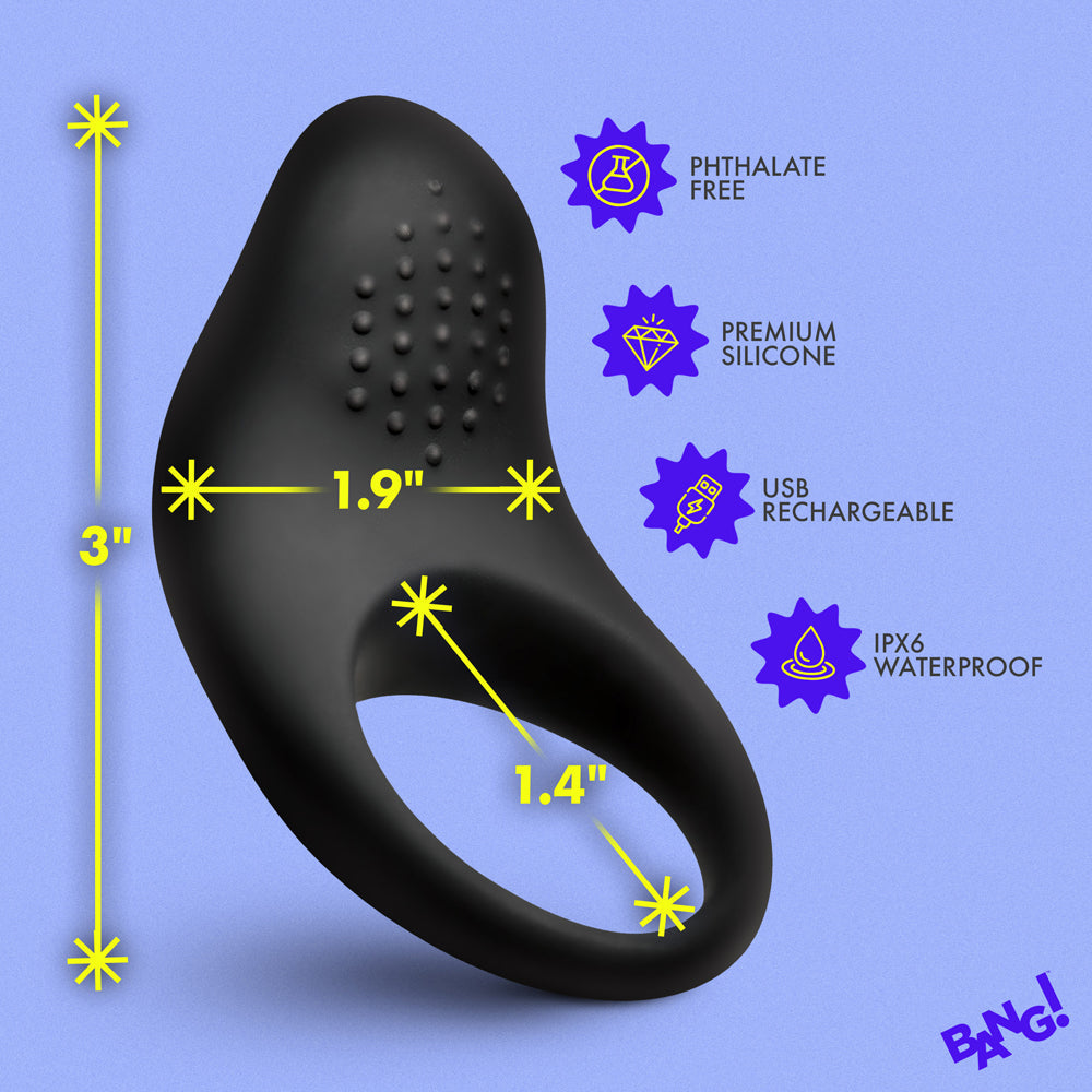 XR BRANDS - BANG! VIBRATING SILICONE COCK RING BLACK